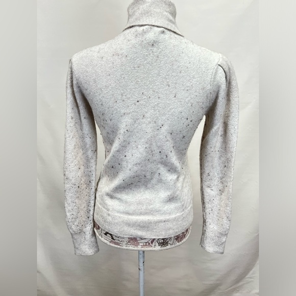 RACHEL‎ PARCELL Beige speckled puff sleeve turtleneck sweater size M. - Picture 6 of 14